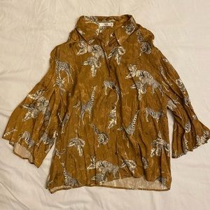 MNG Casual Button Down Blouse Size 8